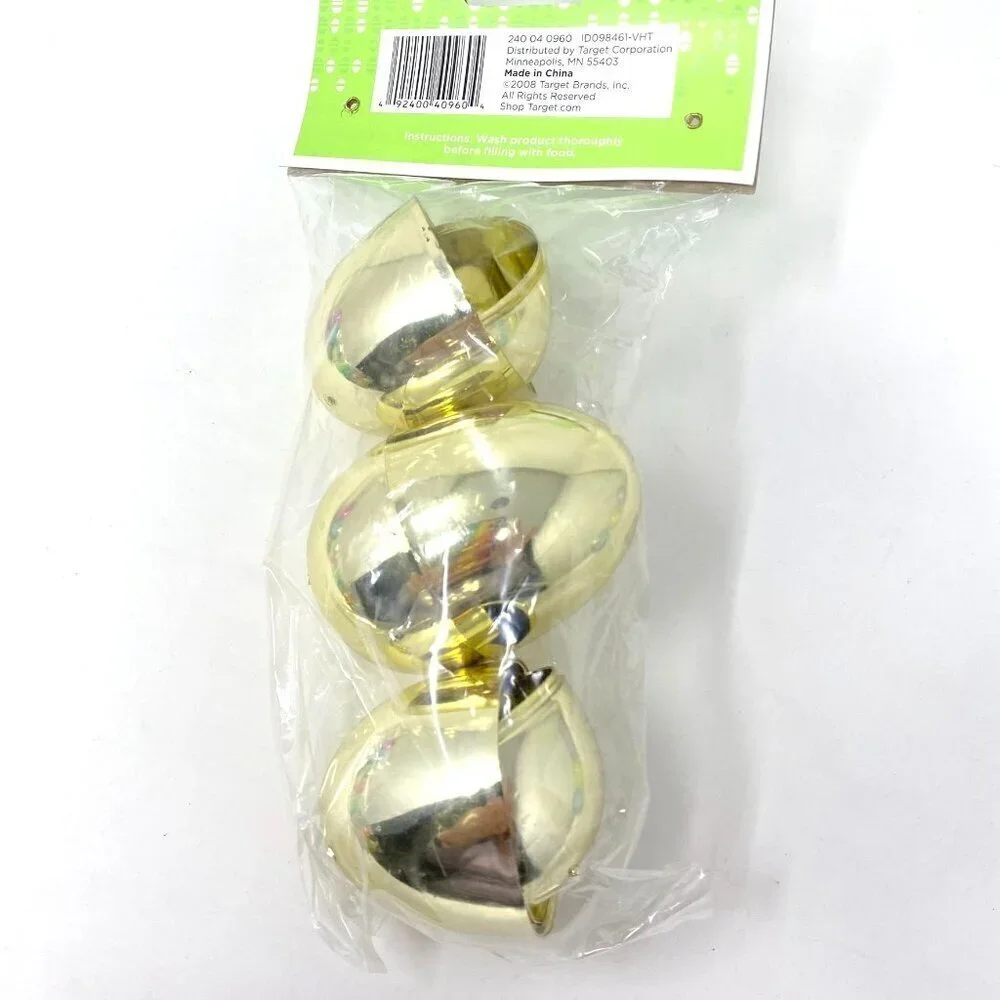 Easter Large Plastic Fillable Eggs Metallic Gold Jewel